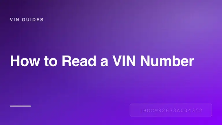 Illustration of a 17-character vehicle identification number on a metal VIN plate
