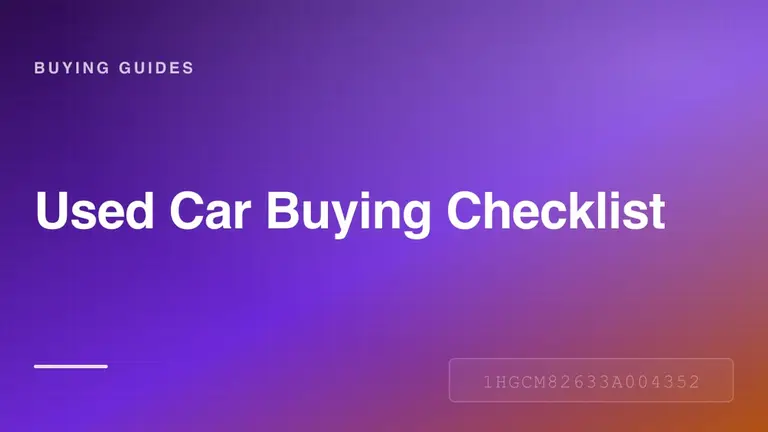 Checklist overlay on a used car being inspected before purchase