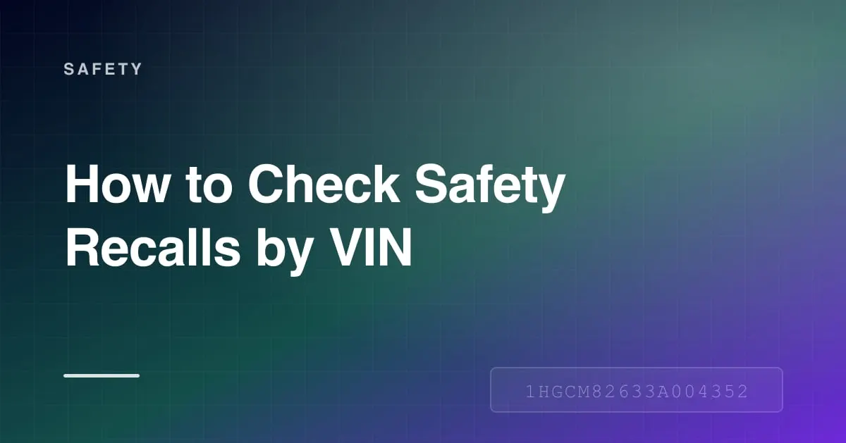 Safety recall notice displayed alongside a vehicle identification number