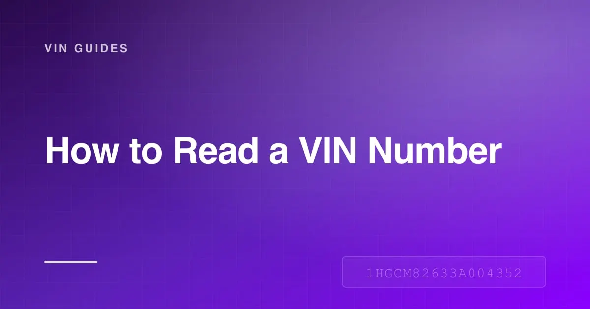 Illustration of a 17-character vehicle identification number on a metal VIN plate