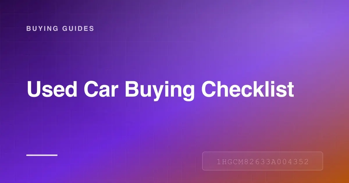 Checklist overlay on a used car being inspected before purchase